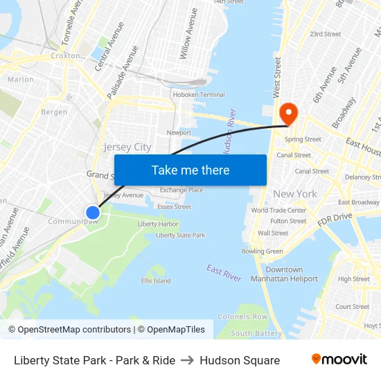 Liberty State Park - Park & Ride to Hudson Square map