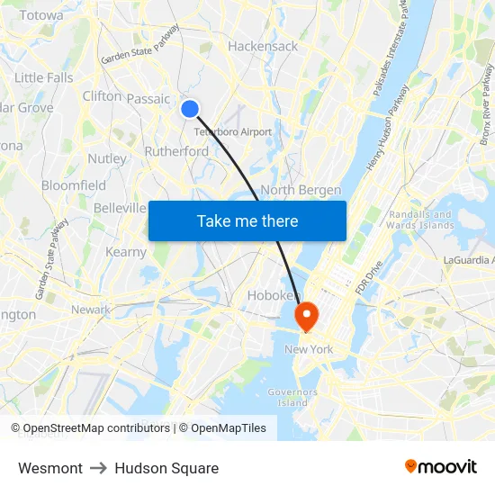 Wesmont to Hudson Square map
