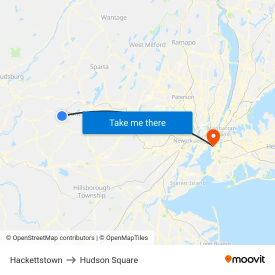 Hackettstown to Hudson Square map