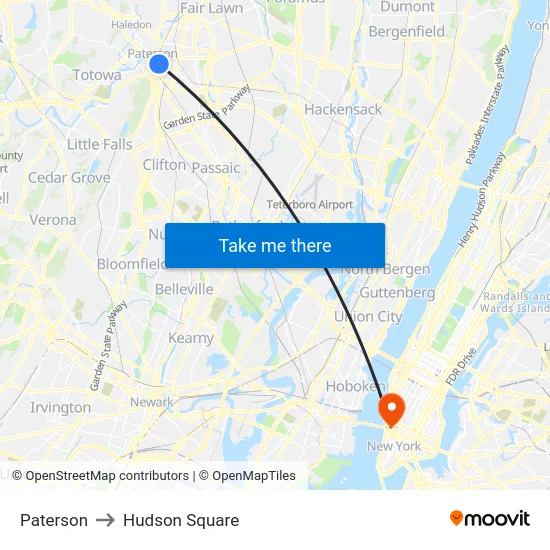Paterson to Hudson Square map