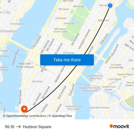 96 St to Hudson Square map