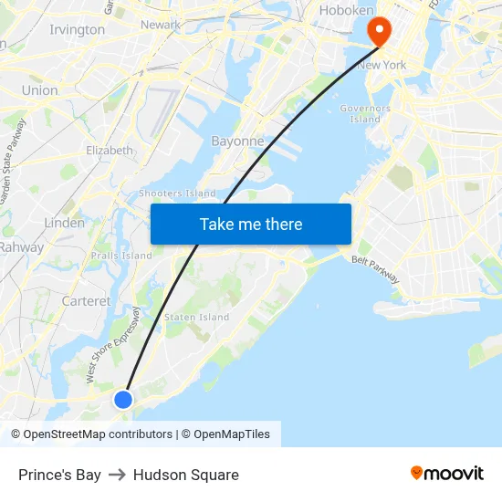 Prince's Bay to Hudson Square map
