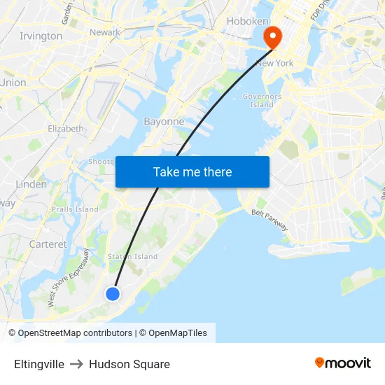 Eltingville to Hudson Square map