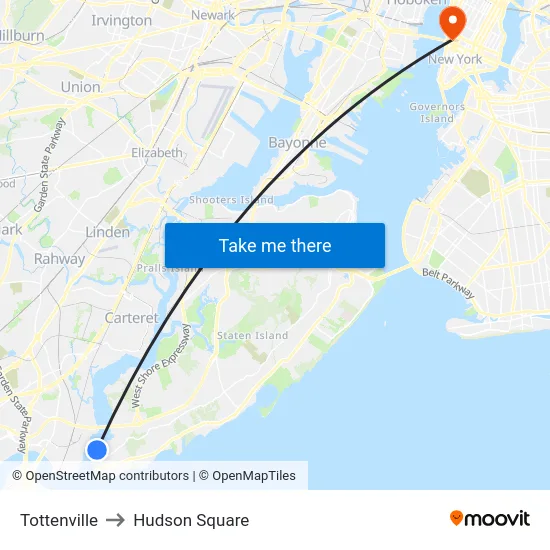 Tottenville to Hudson Square map