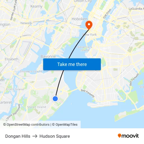 Dongan Hills to Hudson Square map