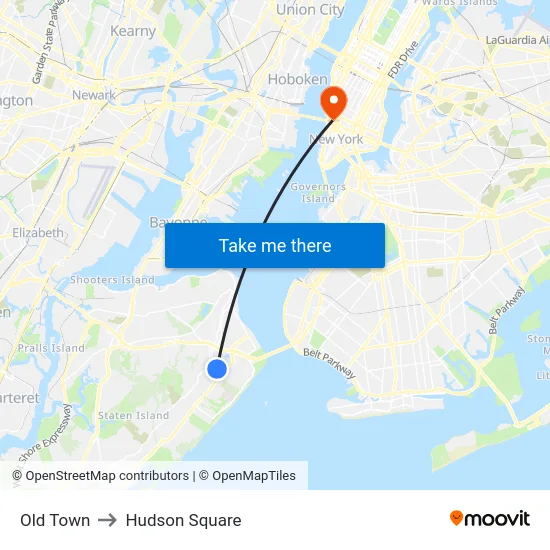 Old Town to Hudson Square map