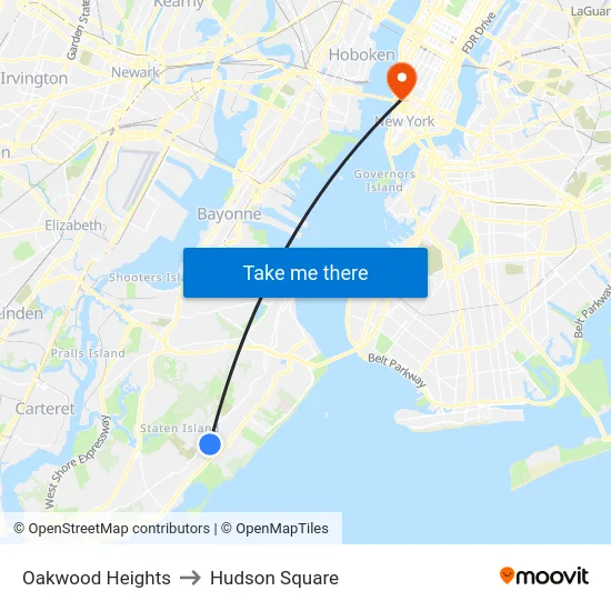 Oakwood Heights to Hudson Square map