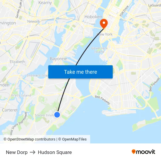 New Dorp to Hudson Square map