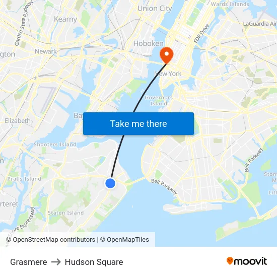 Grasmere to Hudson Square map