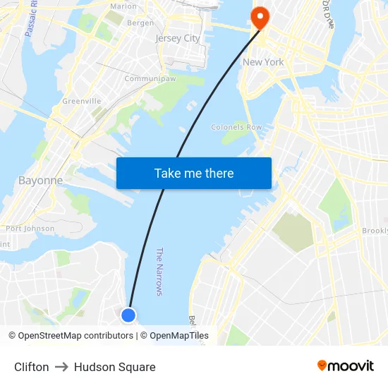 Clifton to Hudson Square map