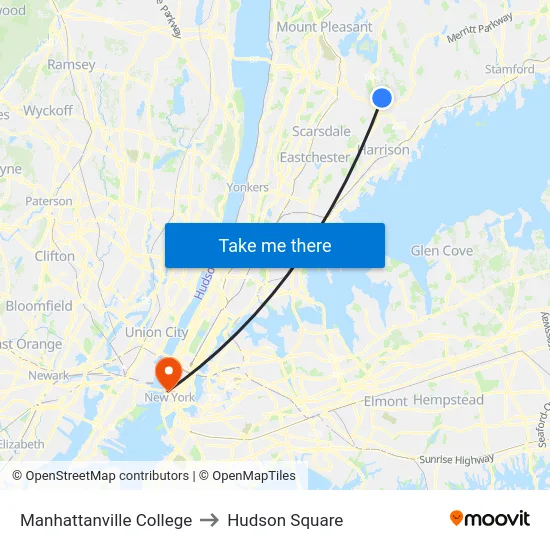 Manhattanville College to Hudson Square map