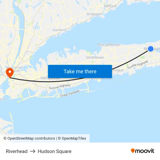 Riverhead to Hudson Square map