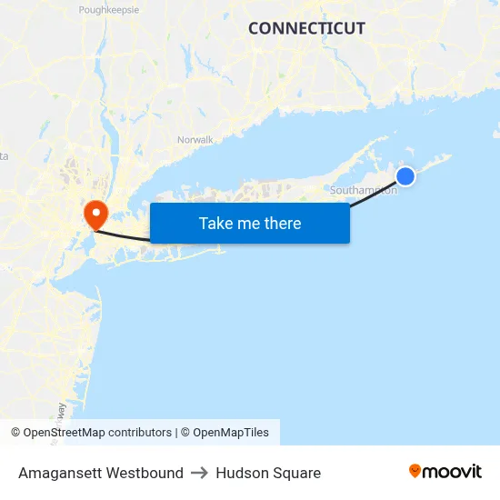 Amagansett Westbound to Hudson Square map