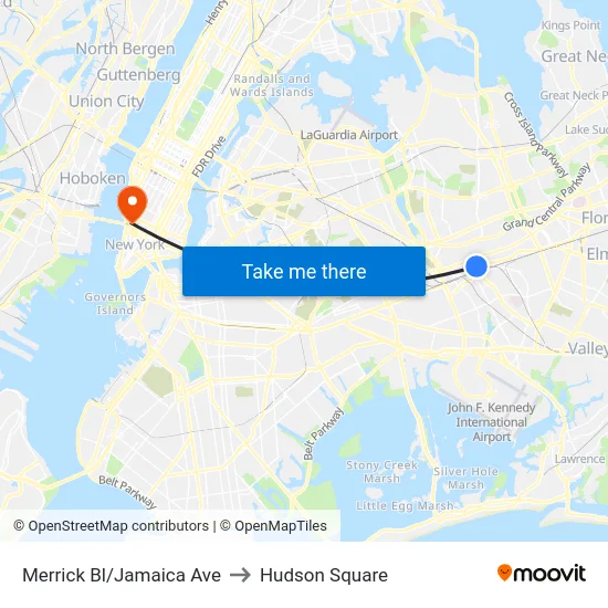 Merrick Bl/Jamaica Ave to Hudson Square map