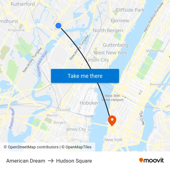 American Dream to Hudson Square map