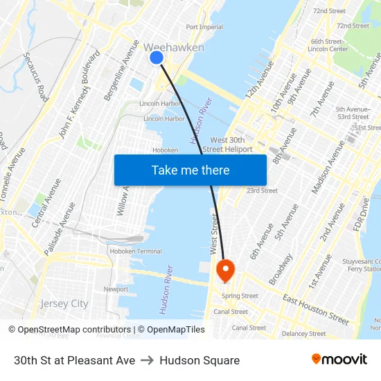 30th St at Pleasant Ave to Hudson Square map
