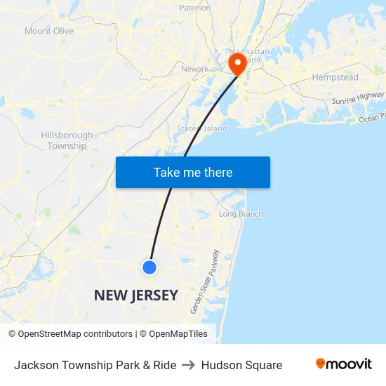 Jackson Township Park & Ride to Hudson Square map