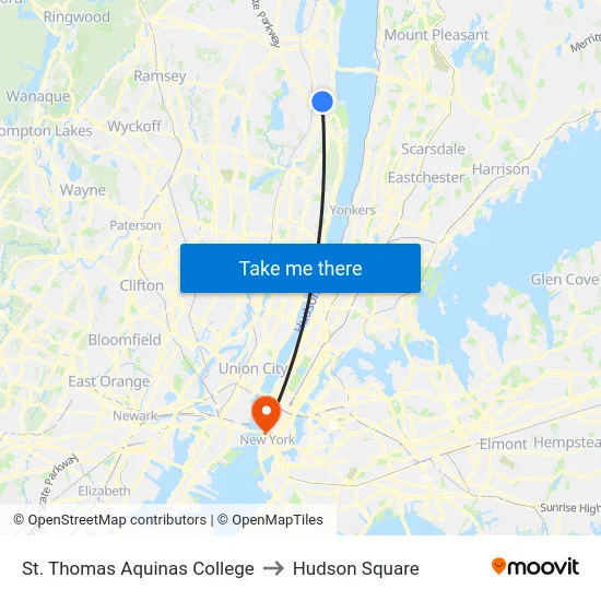 St. Thomas Aquinas College to Hudson Square map