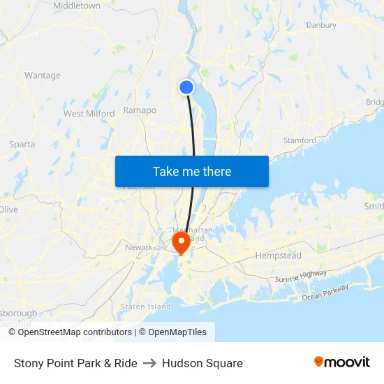 Stony Point Park & Ride to Hudson Square map