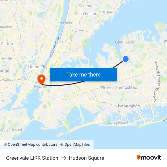 Greenvale LIRR Station to Hudson Square map