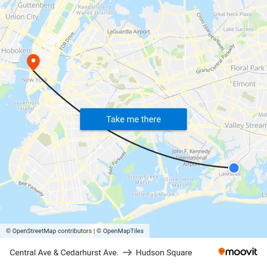 Central Ave & Cedarhurst Ave. to Hudson Square map
