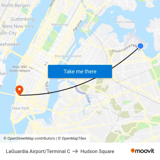 LaGuardia Airport/Terminal C to Hudson Square map