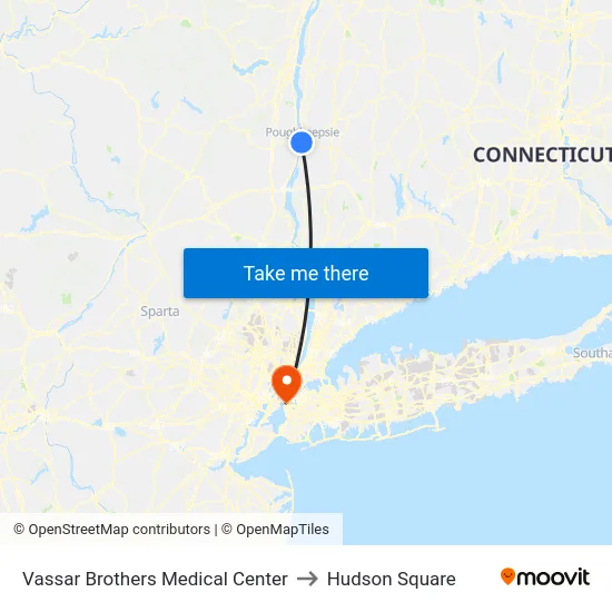 Vassar Brothers Medical Center to Hudson Square map