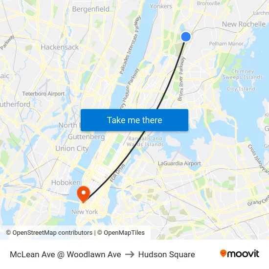 McLean Ave @ Woodlawn Ave to Hudson Square map