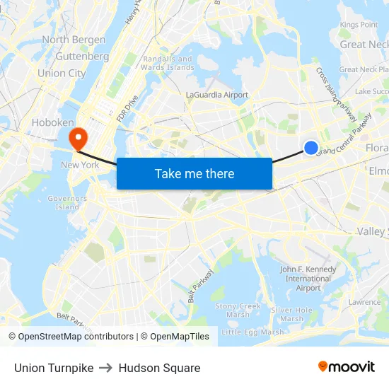 Union Turnpike to Hudson Square map