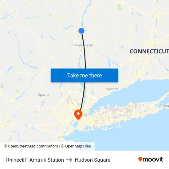 Rhinecliff Amtrak Station to Hudson Square map