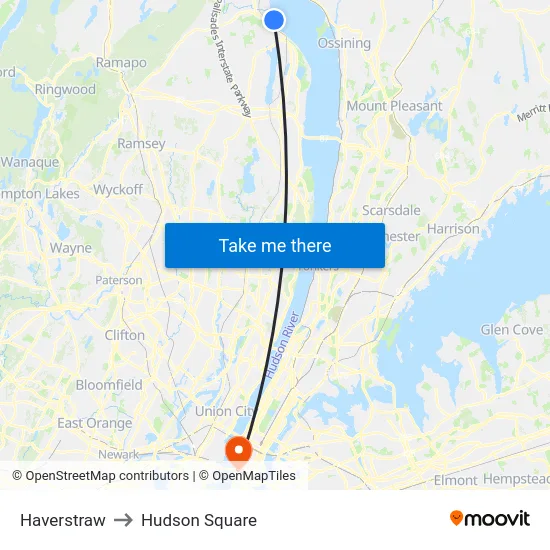 Haverstraw to Hudson Square map