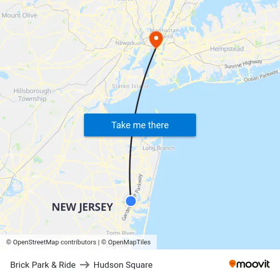 Brick Park & Ride to Hudson Square map