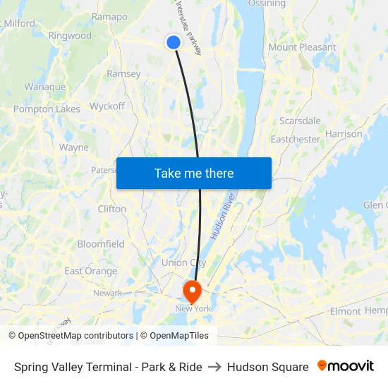 Spring Valley Terminal - Park & Ride to Hudson Square map