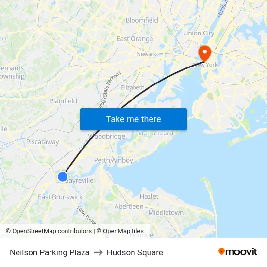 Neilson Parking Plaza to Hudson Square map
