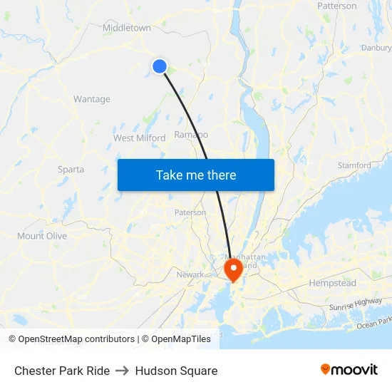 Chester Park Ride to Hudson Square map