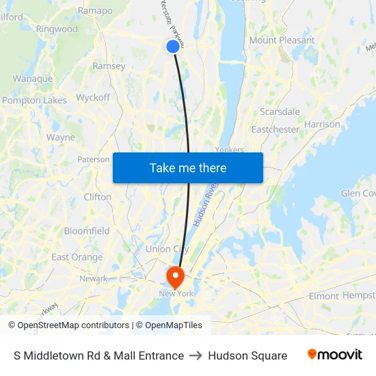 S Middletown Rd & Mall Entrance to Hudson Square map