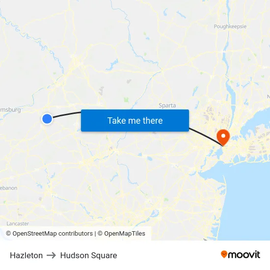 Hazleton to Hudson Square map