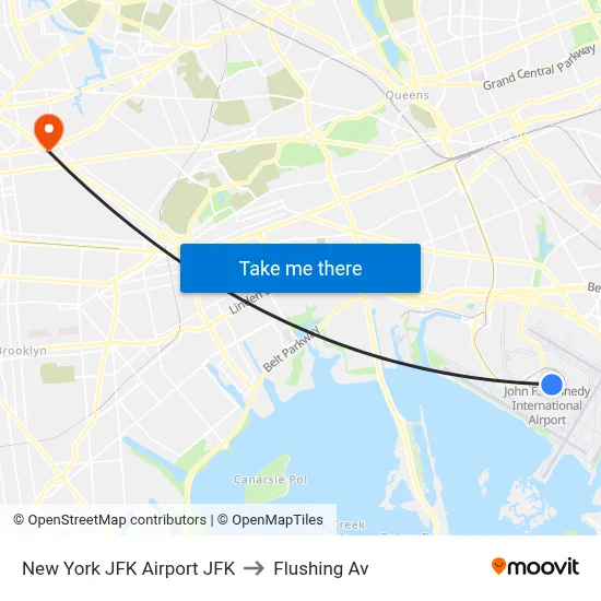 New York JFK Airport JFK to Flushing Av map