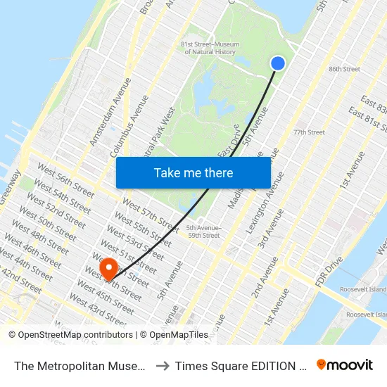 The Metropolitan Museum Of Art to Times Square EDITION New York map