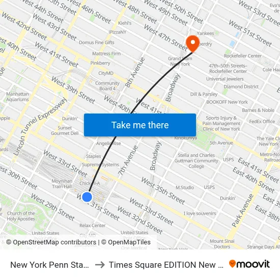 New York Penn Station to Times Square EDITION New York map