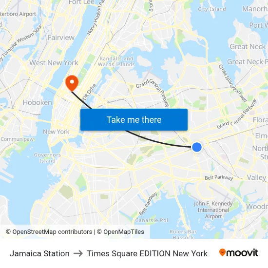 Jamaica Station to Times Square EDITION New York map