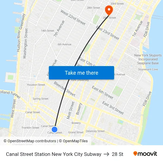Canal Street Station New York City Subway to 28 St map