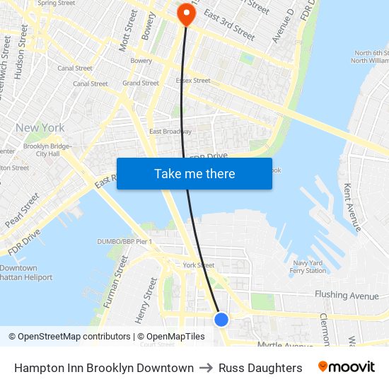 Hampton Inn Brooklyn Downtown to Russ Daughters map