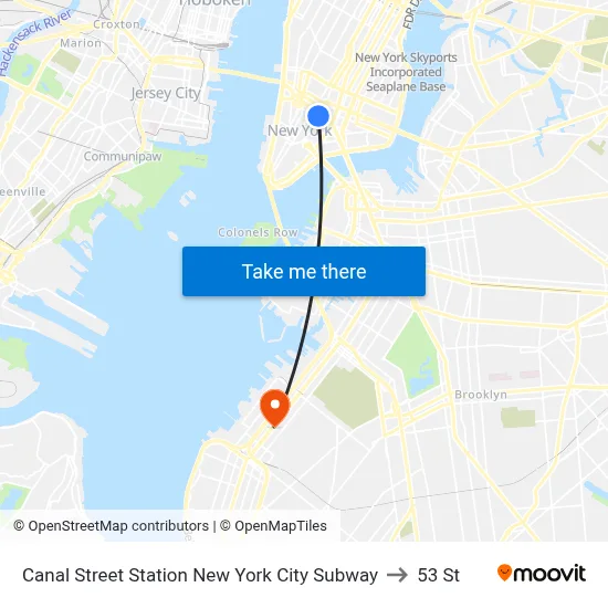 Canal Street Station New York City Subway to 53 St map