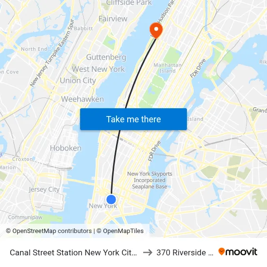 Canal Street Station New York City Subway to 370 Riverside Drive map