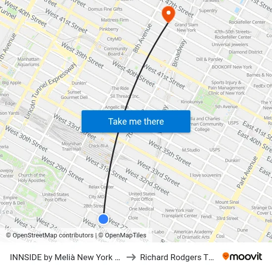 INNSIDE by Melià New York Nomad to Richard Rodgers Theater map