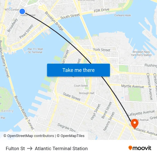 Fulton St to Atlantic Terminal Station map