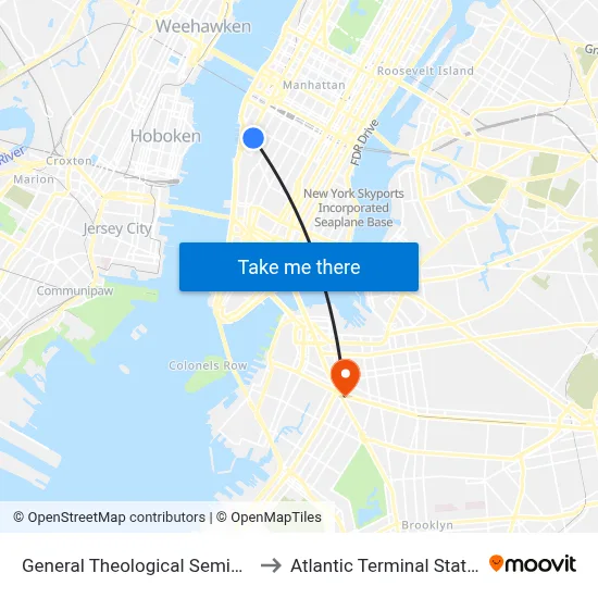 General Theological Seminary to Atlantic Terminal Station map