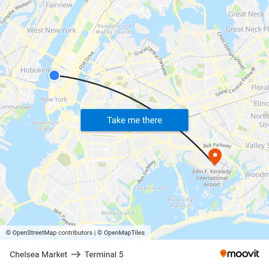 Chelsea Market to Terminal 5 map