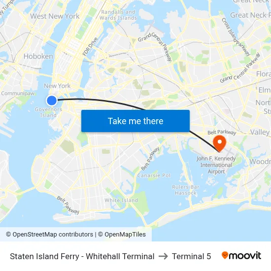 Staten Island Ferry - Whitehall Terminal to Terminal 5 map